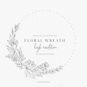 Floral Wreath SVG - Laurel Wreath - Olive Leaf - Floral Frame - Flower - SVG Cut Files - Vector Files - Leaves Clipart - Monogram Wreath