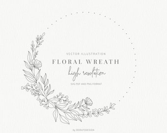 Blumenkranz SVG - Lorbeerkranz - Olivenblatt - Blumenrahmen - Blume - SVG Schnittdateien - Vektordateien - Blätter Clipart - Monogramm Kranz
