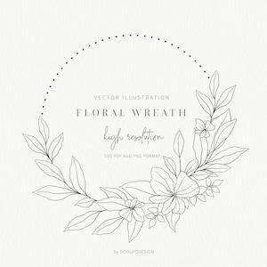 Floral Wreath SVG - Laurel Wreath - Olive Leaf - Floral Frame - Flower - SVG Cut Files - Vector Files - Leaves Clipart - Monogram Wreath