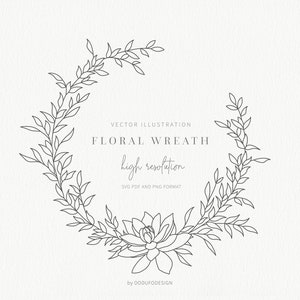 Floral Wreath SVG - Laurel Wreath - Olive Leaf - Floral Frame - Flower - SVG Cut Files - Vector Files - Leaves Clipart - Monogram Wreath