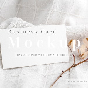 Boho visitekaartje mockup, aardse neutrale plaatskaart mockup, moderne bruiloft stationaire Smart Object mockup, minimale branding mockup