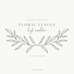Floral Leaves SVG - Floral Frame - Leaf - Hand Drawn - Olive Leaves - Leaves Clipart - Laurel - Monogram Frame Svg - Botanical - Flower