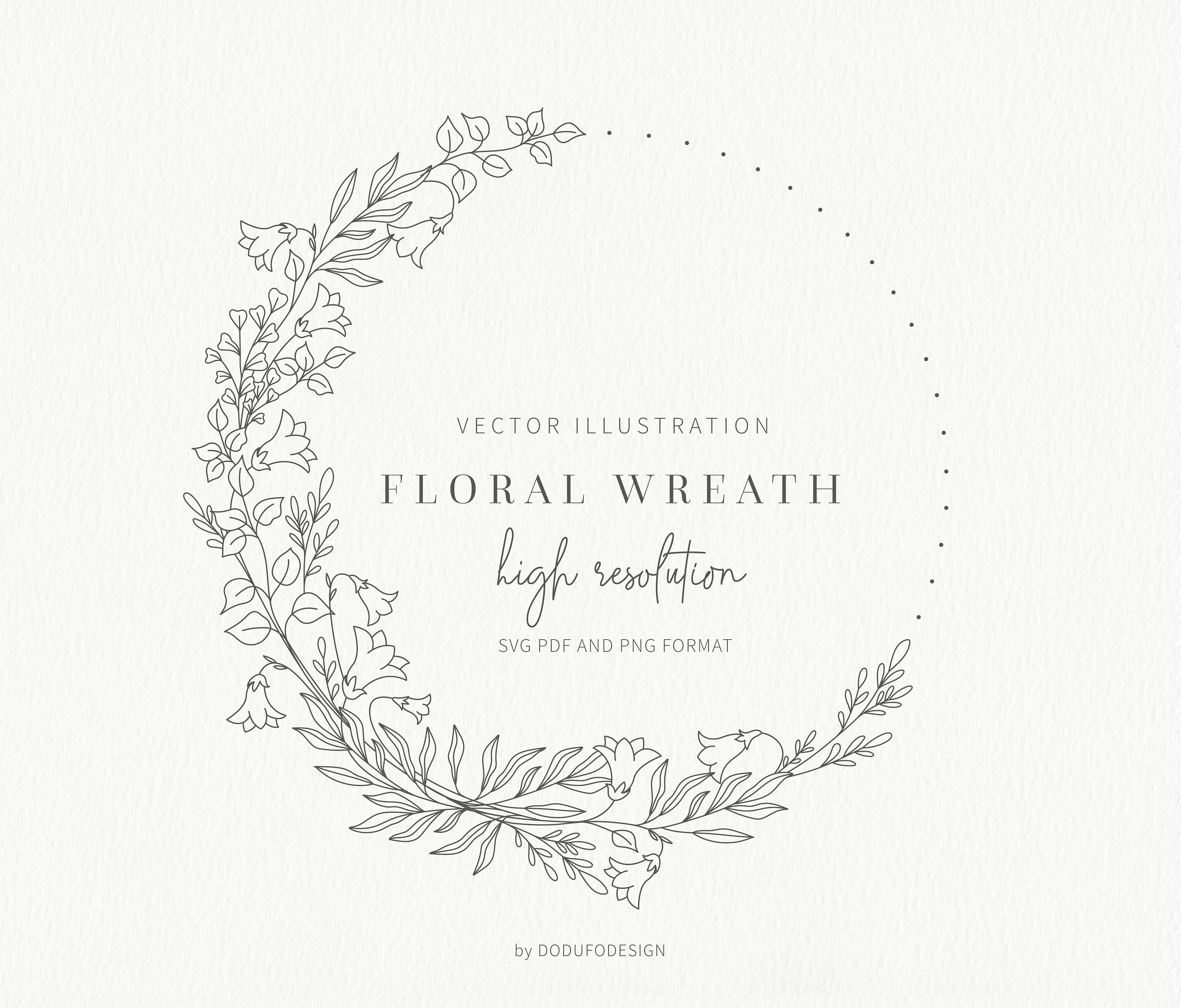 Blumenkranz SVG - Lorbeer kranz - Linnea Blume - Blumenrahmen - Blume - SVG Plotterdatei - Vektor Dateien - Blätter Clipart - Monogramm Kranz