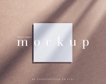 Square Paper Mockup, Customizable Tag, 1x1 Ratio (PSD)
