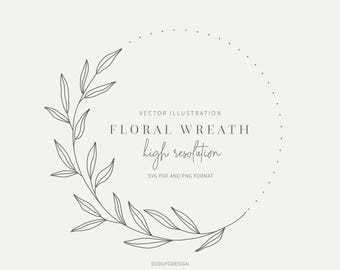 Floral Wreath SVG – Olive Leaf Frame, Leaves Clipart (Digital File)