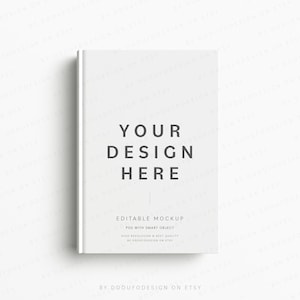 Maqueta editable de libro de tapa dura, revista o diario (descarga digital en formato PSD)