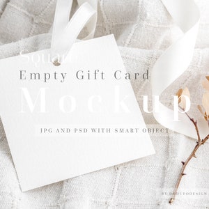 Vierkant cadeau tag mockup, Favori tag mockup, Pakketlabel, Blanco label, Minimalistische lege witte kaart, Bruiloft briefpapier mockup, Branding tag