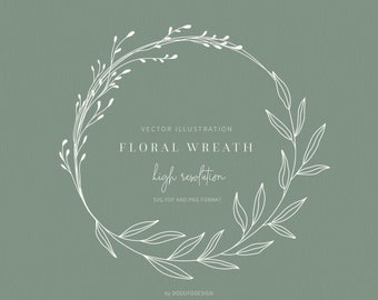 Blumenkranz SVG - Lorbeerkranz - Olivenblatt - Blumenrahmen - Blume - SVG-Schnittdateien - Vektordateien - Blätter Clipart - Monogrammkranz