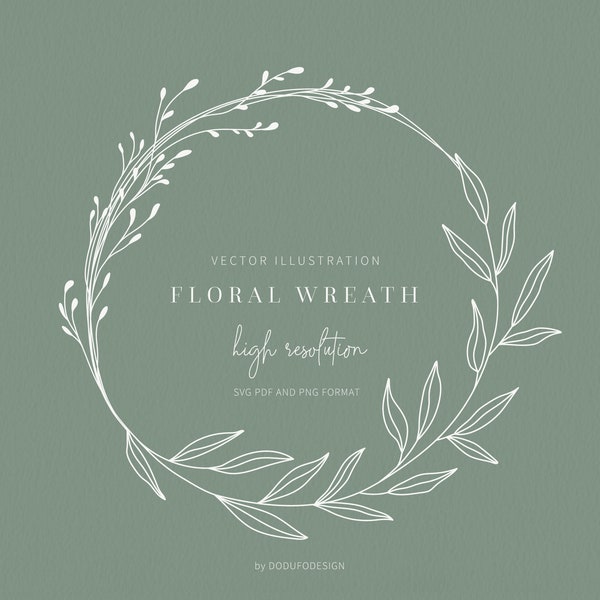 Floral Wreath SVG - Laurel Wreath - Olive Leaf - Floral Frame - Flower - SVG Cut Files - Vector Files - Leaves Clipart - Monogram Wreath