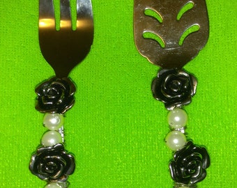 Flores & Perlas 2 piezas Conjunto de servicio