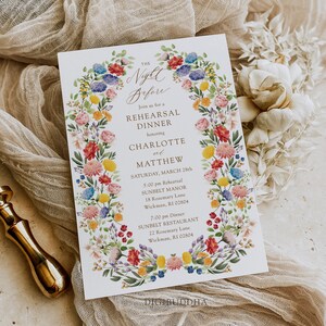 The Night Before Rehearsal Dinner Invitation Template, Garden Theme Floral Rehearsal Invite Printable, Wildflower Rehearsal, CANVA, C86