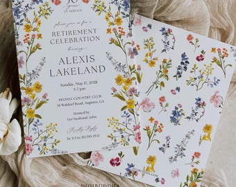 Floral Retirement Party Invitation Template, Farewell Party Invite for Women, Floral Retirement Luncheon Invitation, Editable Retirement, 88