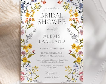 Invito per la festa nuziale Secret Garden, Ethereal Bridal Shower, Cottage Floral Invitation Printable, Bridal Shower Invite modificabile, C88