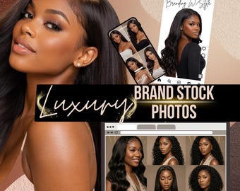 Foto stock di parrucche di lusso / Modelli afroamericani, immagini di capelli con frontale in pizzo (download immediato)