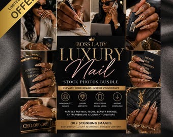 Lot de photos pour ongles de luxe | Mains de femmes noires, image de marque de beauté (téléchargement numérique)