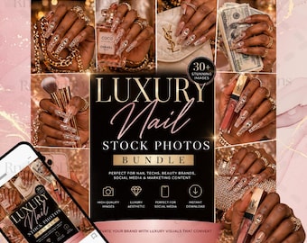 Lot de photos pour ongles de luxe | Images de marque Glam femmes noires (téléchargement numérique)