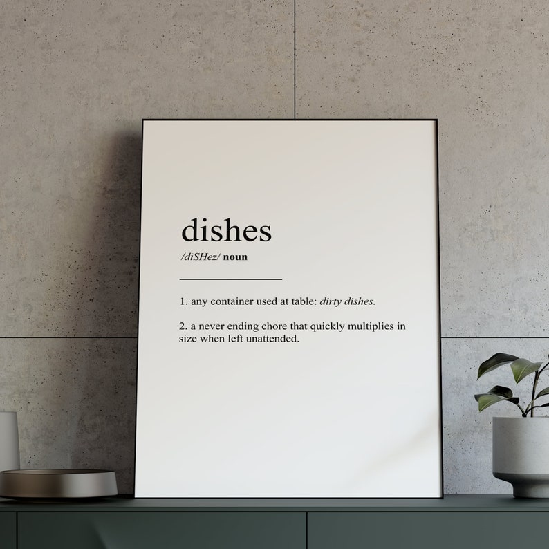 Dishes Definition Printable Wall Art funny print joke Etsy