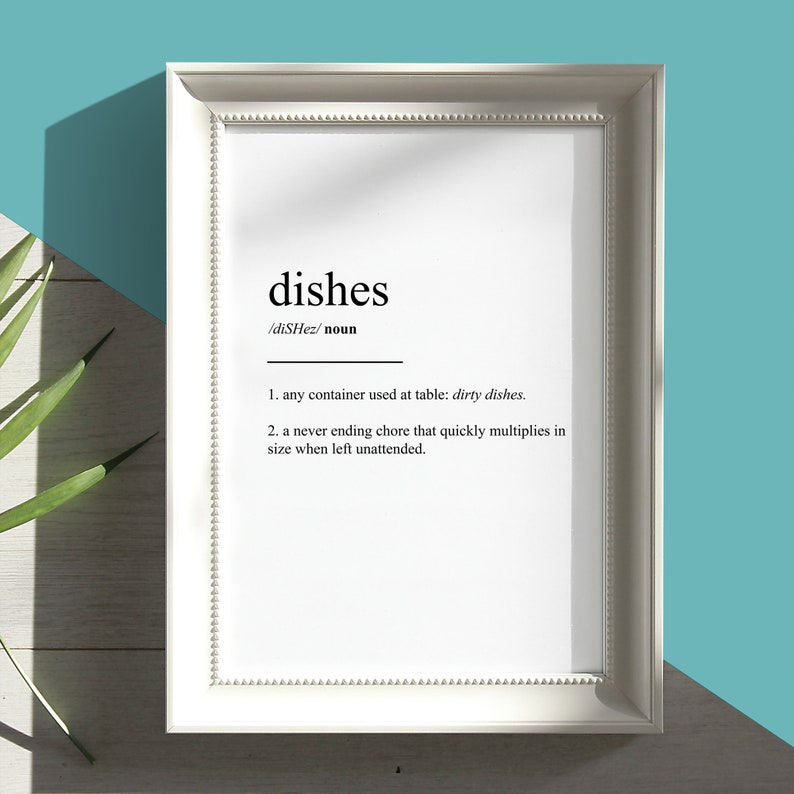 Dishes Definition Printable Wall Art funny print joke Etsy