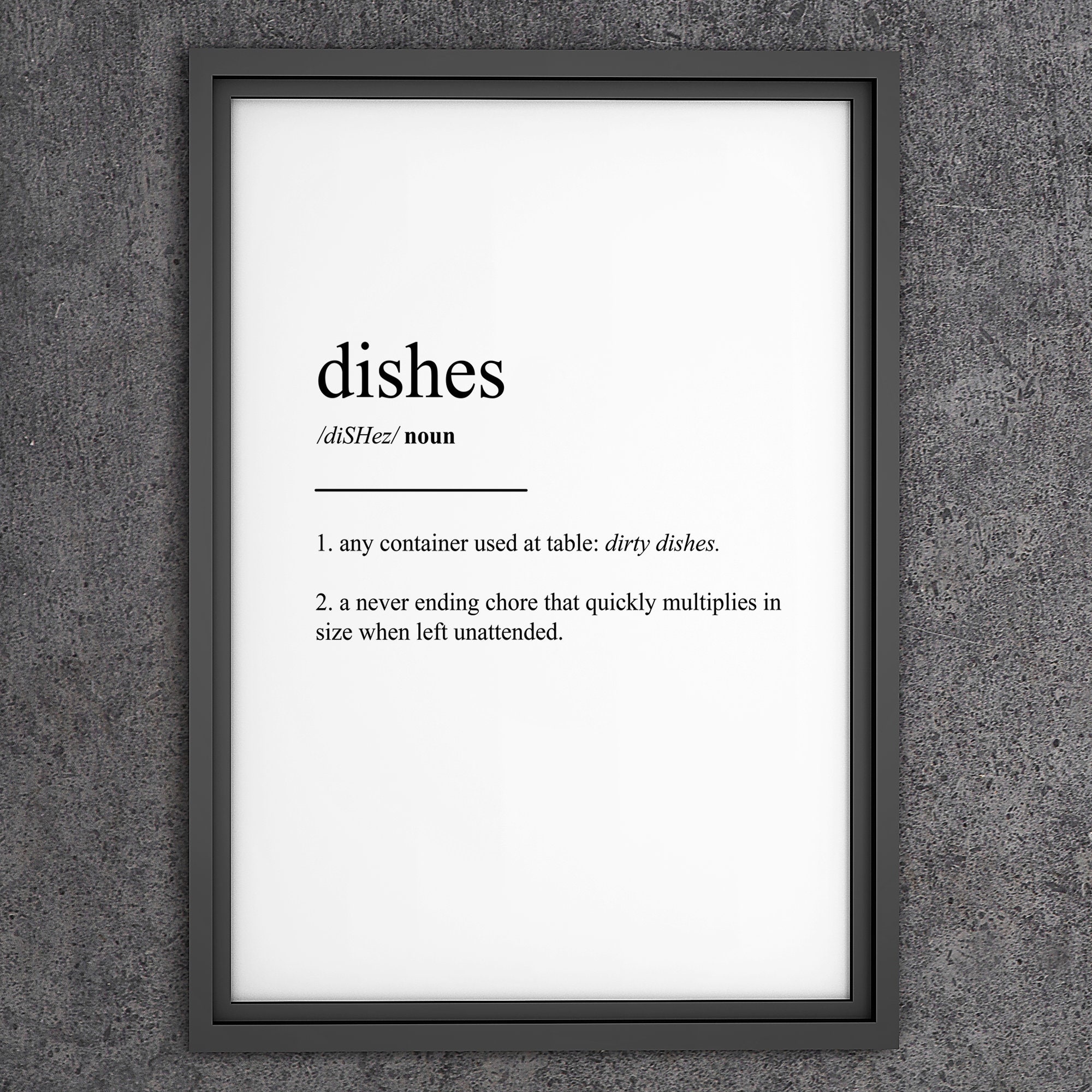 Dishes Definition Printable Wall Art Funny Print Joke Etsy