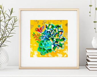 Abstract succulent plants giclee art print Print of original painting Colorful succulent art prints Botanical art Colorful houseplant art