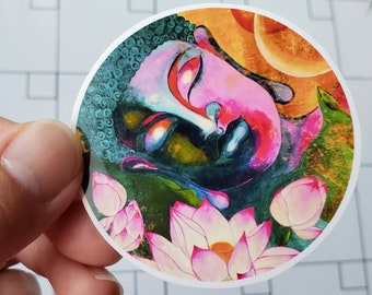 Sleeping Buddha sticker Zen vinyl stickers Zen art Buddha stickers Sleeping buddha vinyl decals Laptop stickers Waterproof vinyl stickers