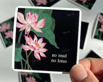 Lotus sticker, No mud no lotus sticker, Zen art, Lotus decals, Zen stickers, Circle lotus sticker, Positive stickers, Laptop stickers, Zen,