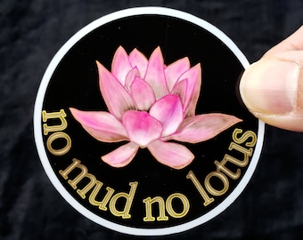 Lotus sticker, No mud no lotus sticker, Zen art, Lotus decals, Zen stickers, Circle lotus sticker, Positive stickers, Laptop stickers, Zen,