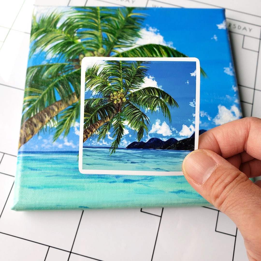 Palm Tree Beach Sticker Tropical Beach Stickers Vinyl Decals for Water