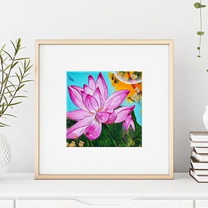 Lotus Blume Leinwand Malerei Kunstdruck, Lotus Kunst, Zen Blume Wandkunst, Yoga Raum Dekor, Seerose Wohnkultur, Lotus Leinwand Malerei Dekor