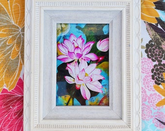 Lotus Blooms Art Print, Zen Floral Wall Decor