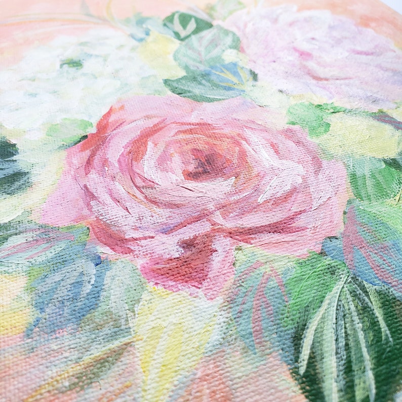 8x10 Original Floral Painting on Canvas Panel Board Flower Art Pastel