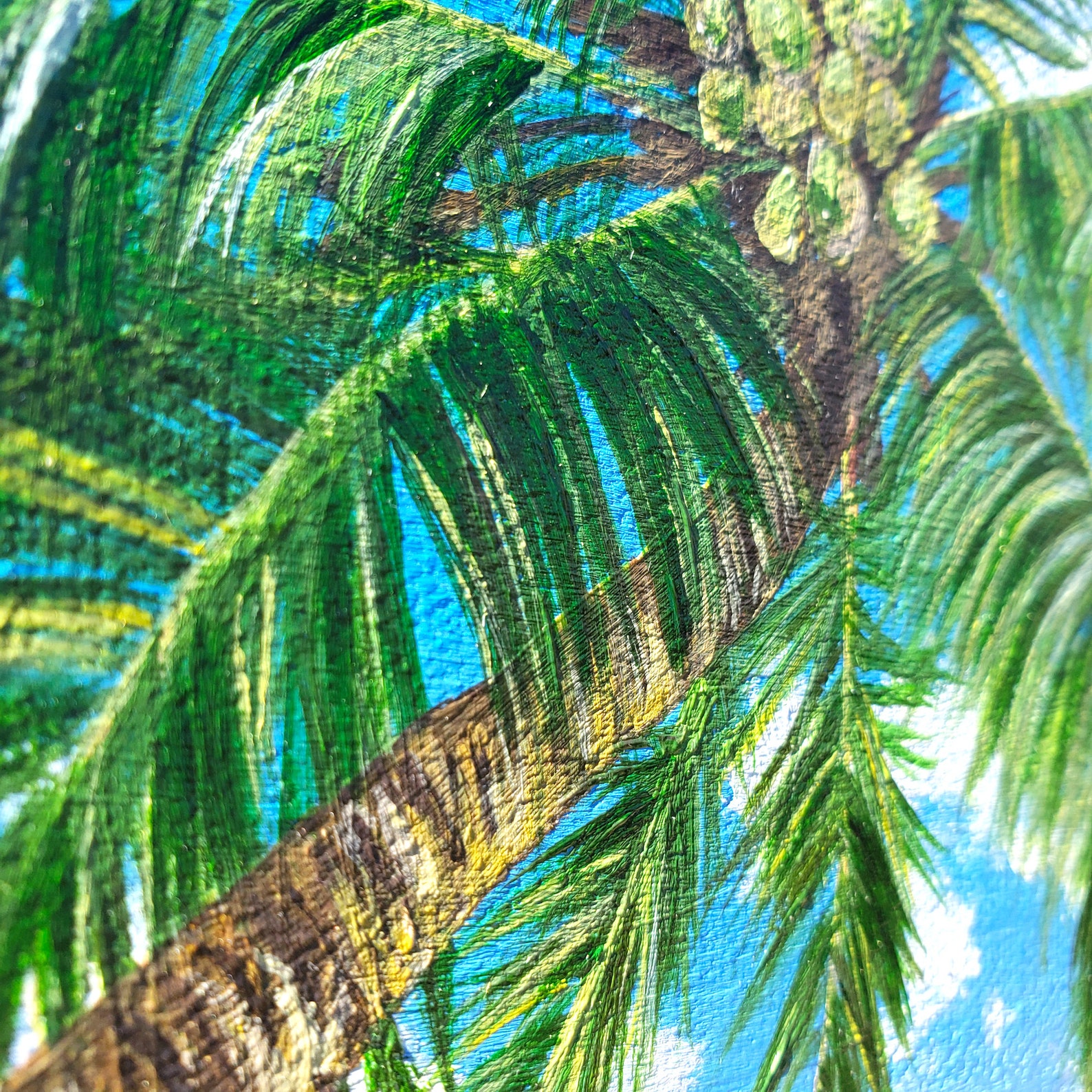 Palm Tree Original Painting, Tropical Beach Art on 8x8 Canvas, Tropical ...