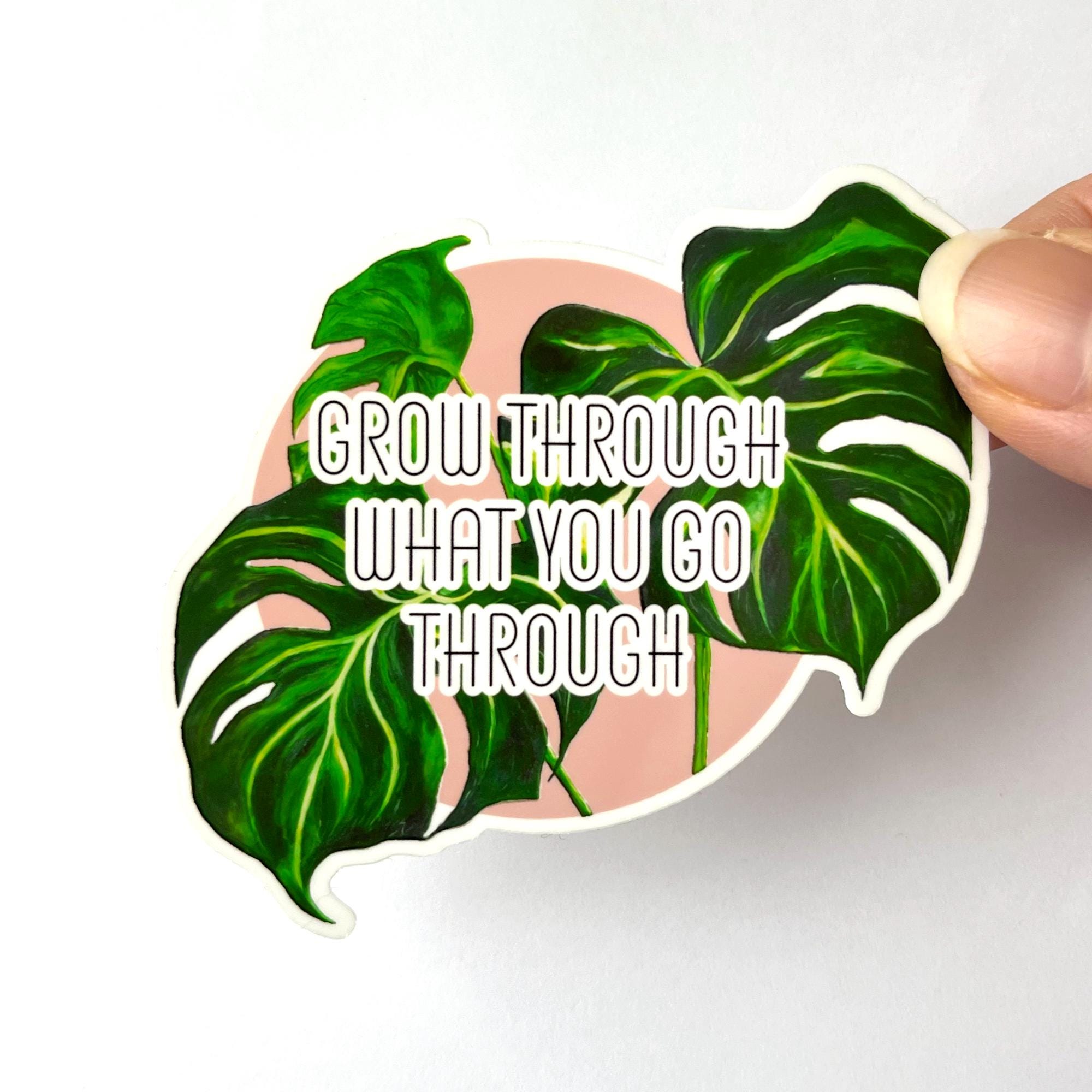 Positive Sticker Growing Monstera Plant Sticker, Grow Through What You Go Through, Positive ...