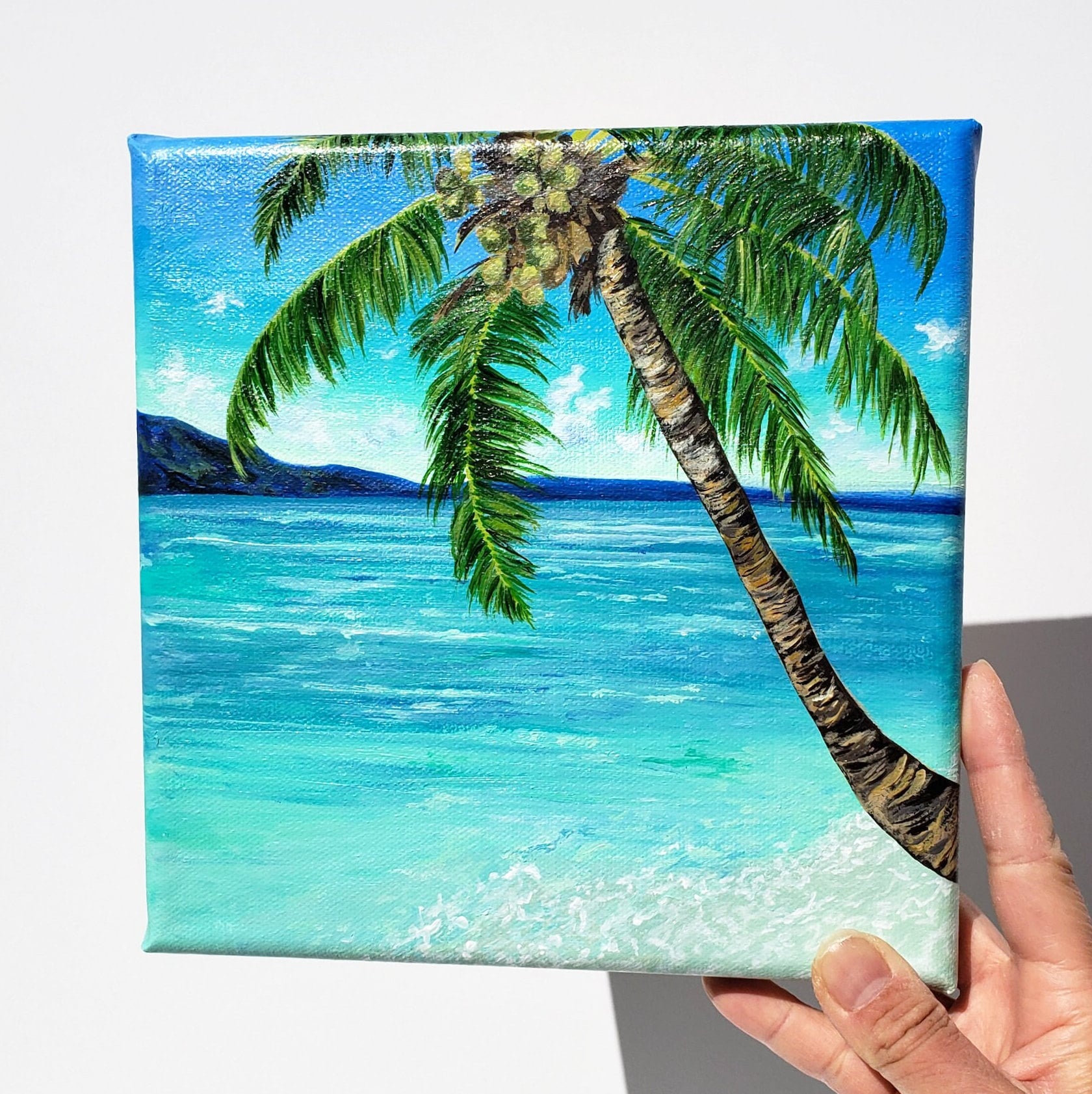Palm Tree Painting Original, Tropical Beach Art, Small 8x8 Canvas, Coastal  Wall Decor - Etsy, image size:1680x1682
