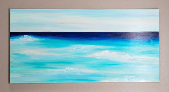 Original Work, Water Study, Not a Print, Painting in Canvas Panel, Waves on  the Water, Gift for Her, 8x8 Canvas Wall Art 