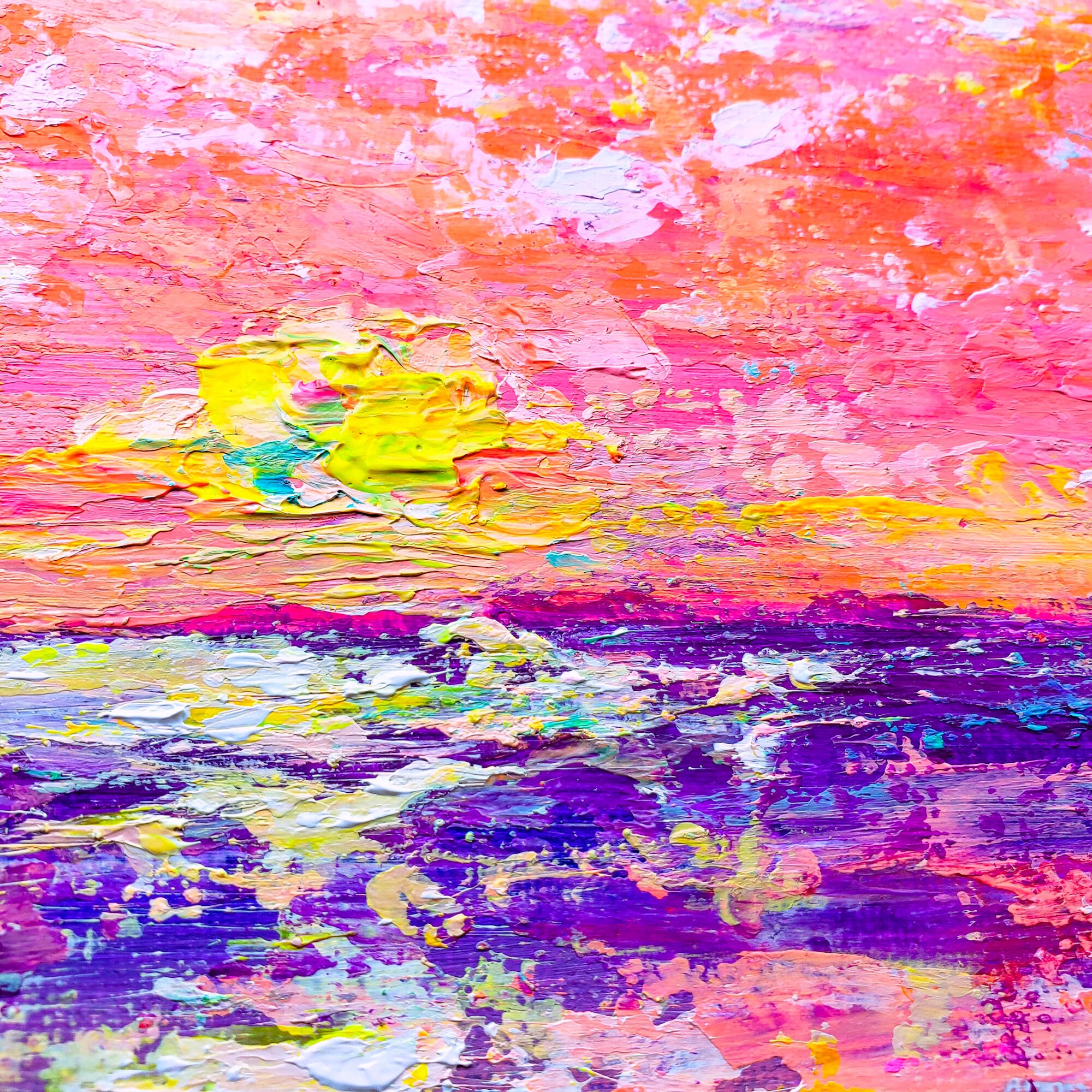 8x10 Original Pink Beach Painting on Canvas Panel Board Etsy