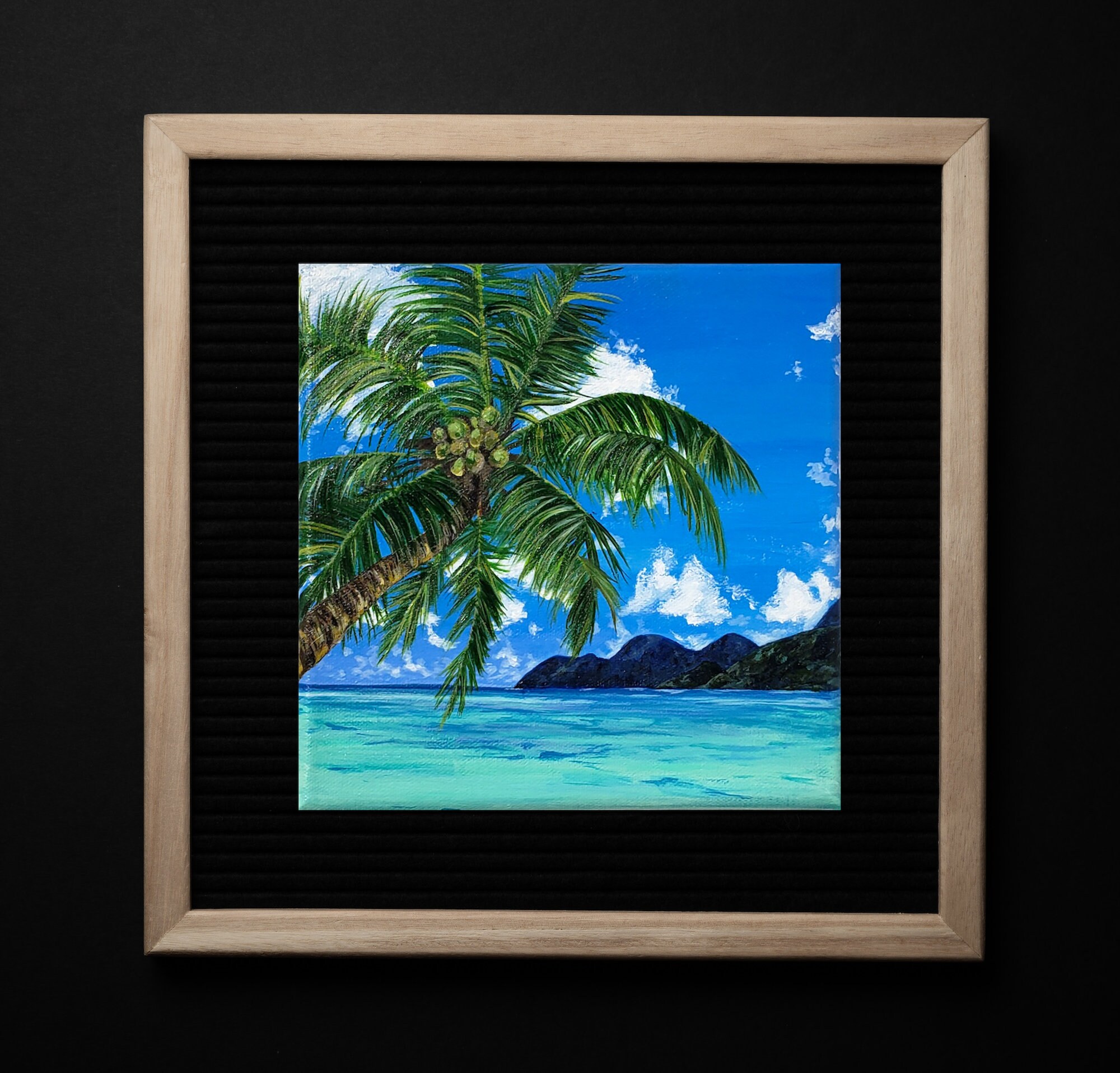 Original 8x8 Palm Tree Painting Palm Tree Painting Seascape