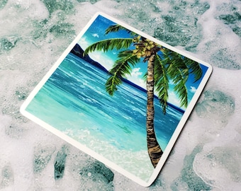 Palmen Strand Aufkleber, Tropisch Wasserdicht Vinyl Aufkleber