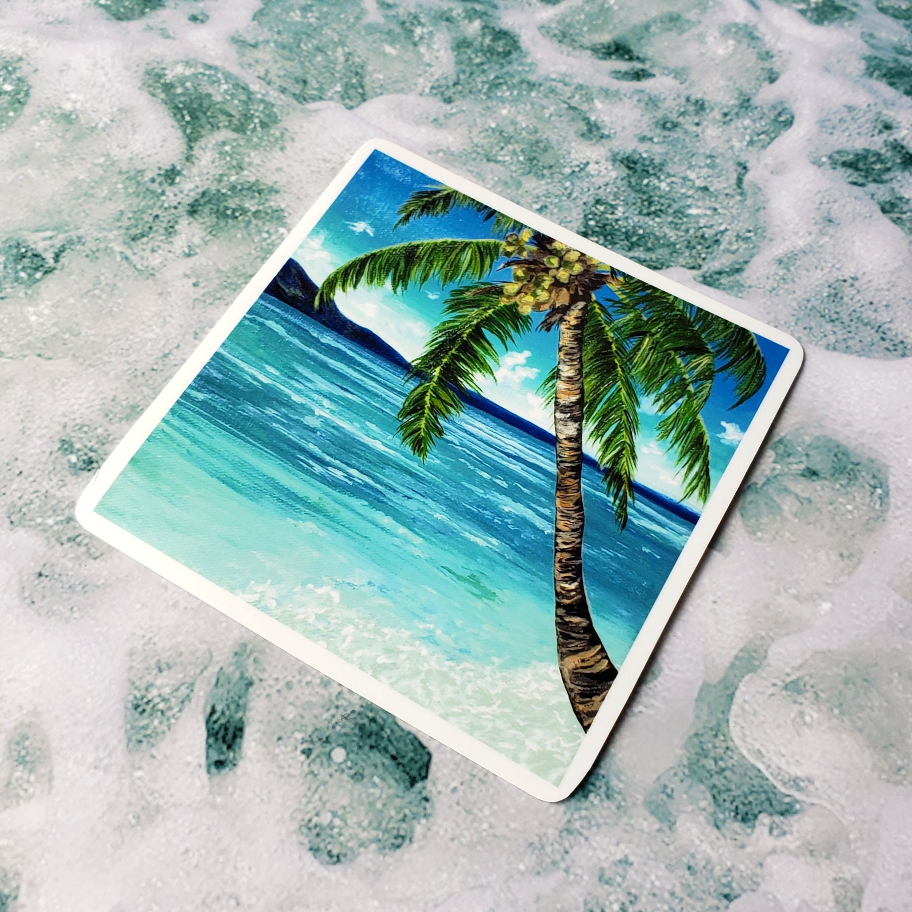 Palm Tree Beach Sticker, Tropical Waterproof Vinyl Decal - Etsy