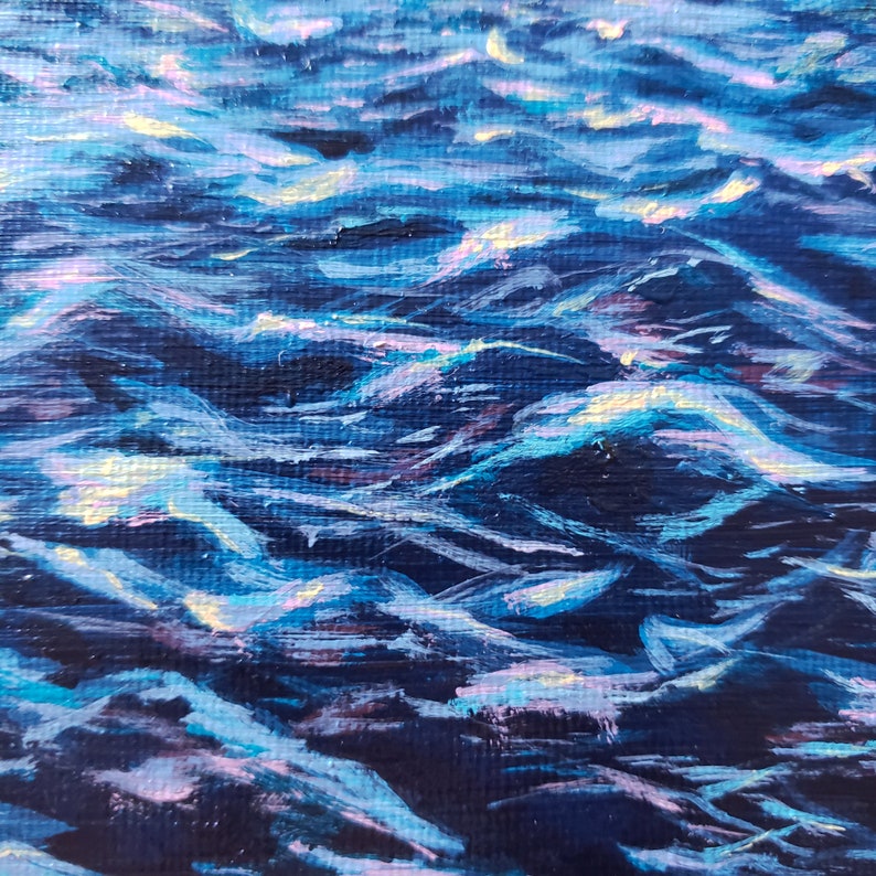 8x10 Pink Sunset Water Painting Original Abstract Beach Etsy