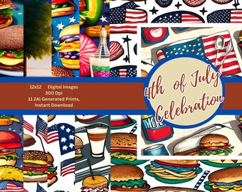 Stars and Stripes Paper. American Flag Digital Paper, Rustic Fourth of July Digital Paper, Fireworks Digital Paper, 4th of July Paper