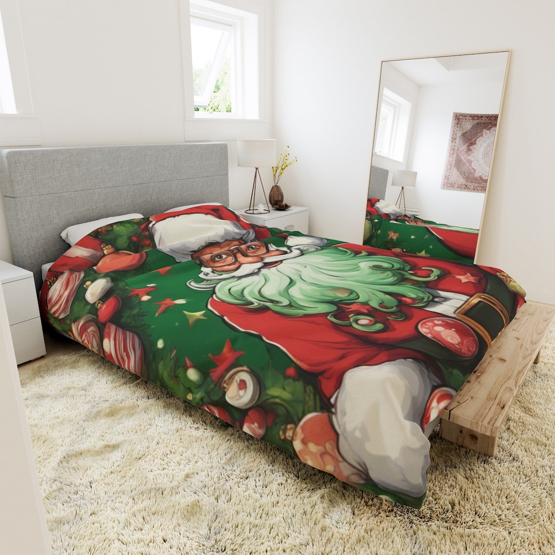 Duvet Christmas Duvet Cover Santa Claus Duvet Covers Holiday Etsy