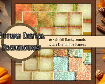 Descarga digital de otoño, papeles espeluznantes para álbumes de recortes de 12 x 12 jpg, descarga digital de otoño de Halloween, papeles imprimibles para álbumes de recortes de Halloween.