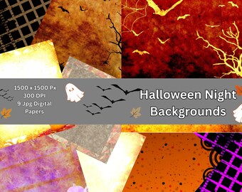 Spooky Halloween Digital Backgrounds Set, Halloween Backgrounds Set, Halloween Digital Backgrounds,  Halloween Clipart Pack, Halloween Paper