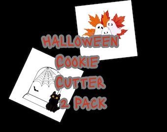 3D-geprinte uitsteekvormpjes, Halloween-koekjes uitsteekvormpjes, Spooky Fall Baking Tools, Halloween-feestkoekjes, Halloween-spook- en kattensnijderset