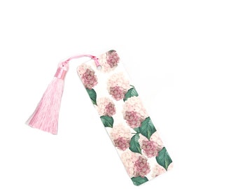 Pink Hydrangea Bookmark | Books Lover Gift | Bookmark Tassels | Bookmarks for Women