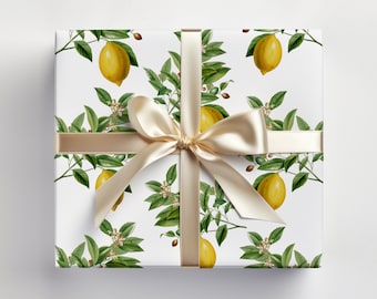 Lemon Wrapping Paper Chinoiserie Gift Wrap Scrapbooking Floral gift for Her Wrapping Paper Housewarming Gift Hostess Gift Wedding