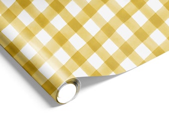 Yellow Gingham Disposable Table Runner