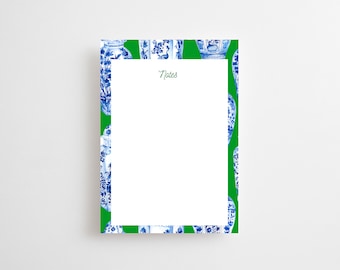 Chinoiserie Notepad | Preppy Notepad | Personalized Stationery | Personalized Notepad Teacher| Chinoiserie Notepad |