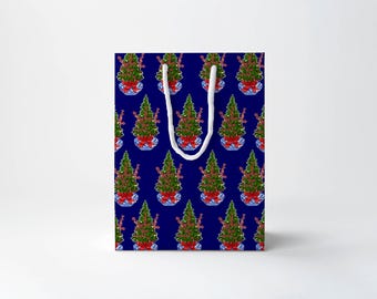 Blue Chinoiserie Christmas Gift Bag